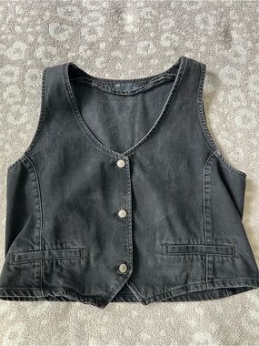 ASOS Black Denim Vest with Front Buttons